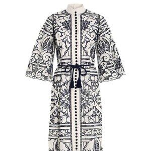 NWT Zimmermann LYRE EMBROIDERED SHIRT DRESS Size 1 NAVY/White $1770